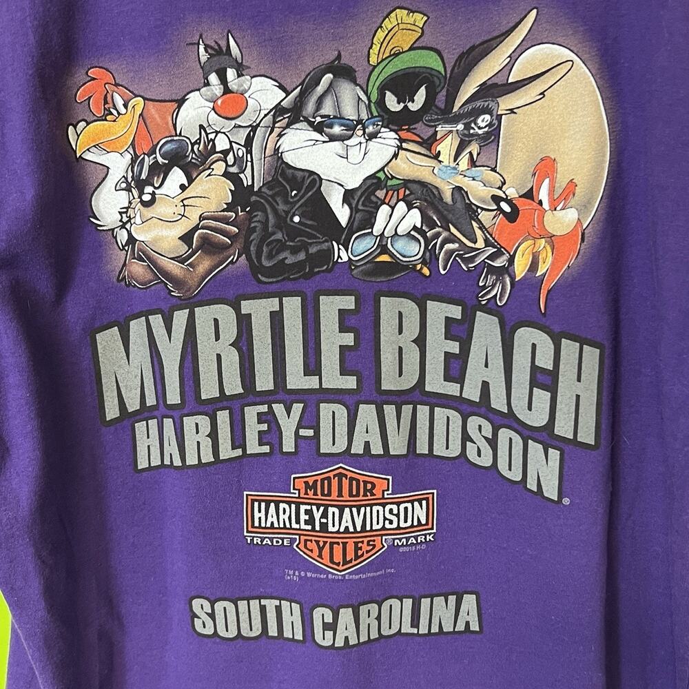 Harley Davidson Womens Large Purple Myrtle Beach Looney Tunes Tweety Tattoo Y2K - Picture 7 of 10